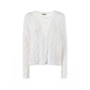 BASE MILANO Women's Relaxed Cable Knit Sweater Women WHITE Sweaters & Knitwear